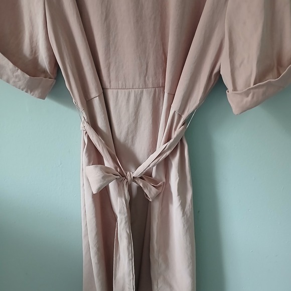 ROOLEE Women's Size 3XL Blush Pink Belted Knee Length Dress Zipper Short Sleeve - Picture 3 of 15